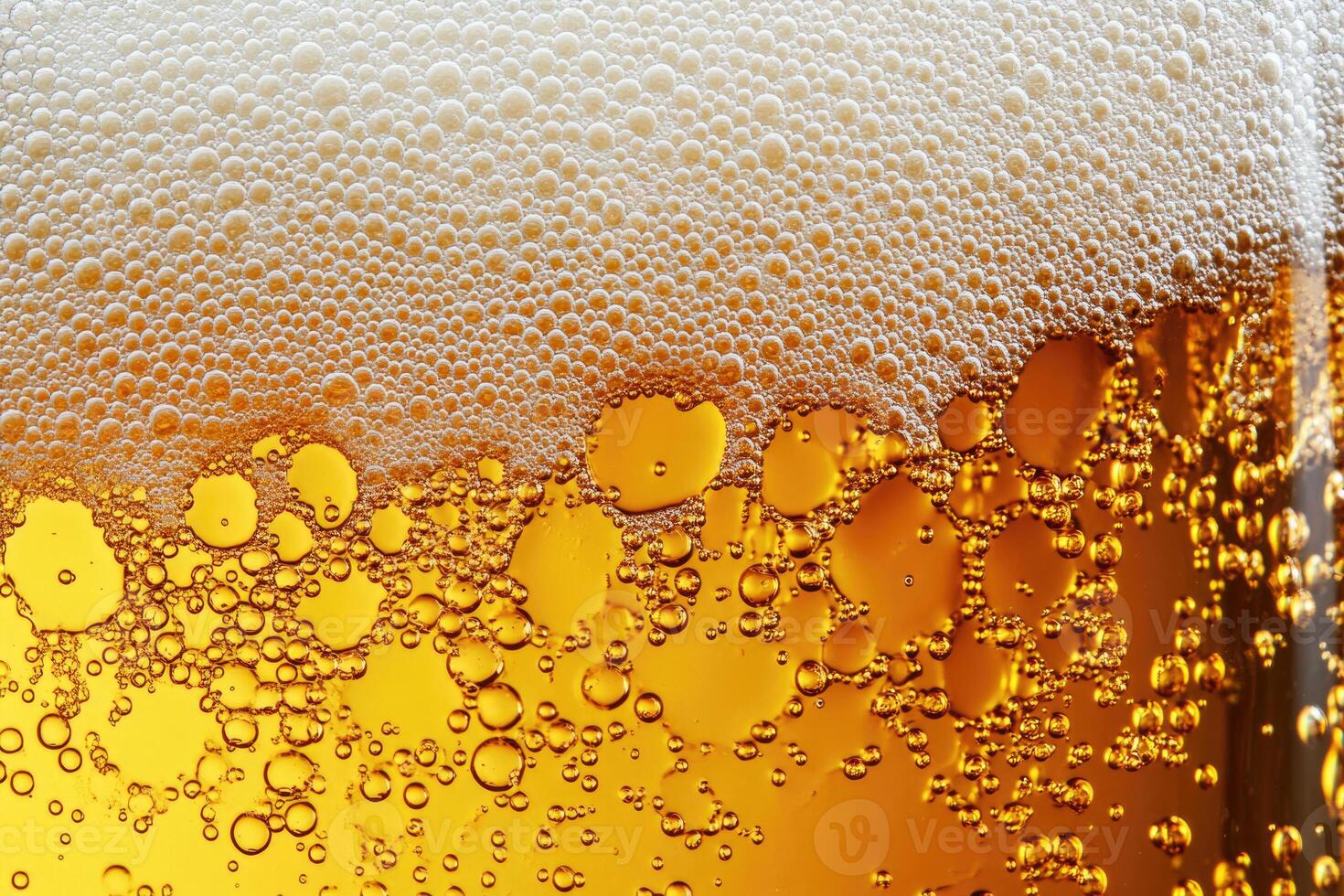 Beer banner with a close-up of beer bubbles and space for text. photo