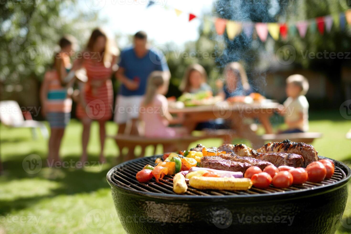 Family Barbecue in the Backyard photo
