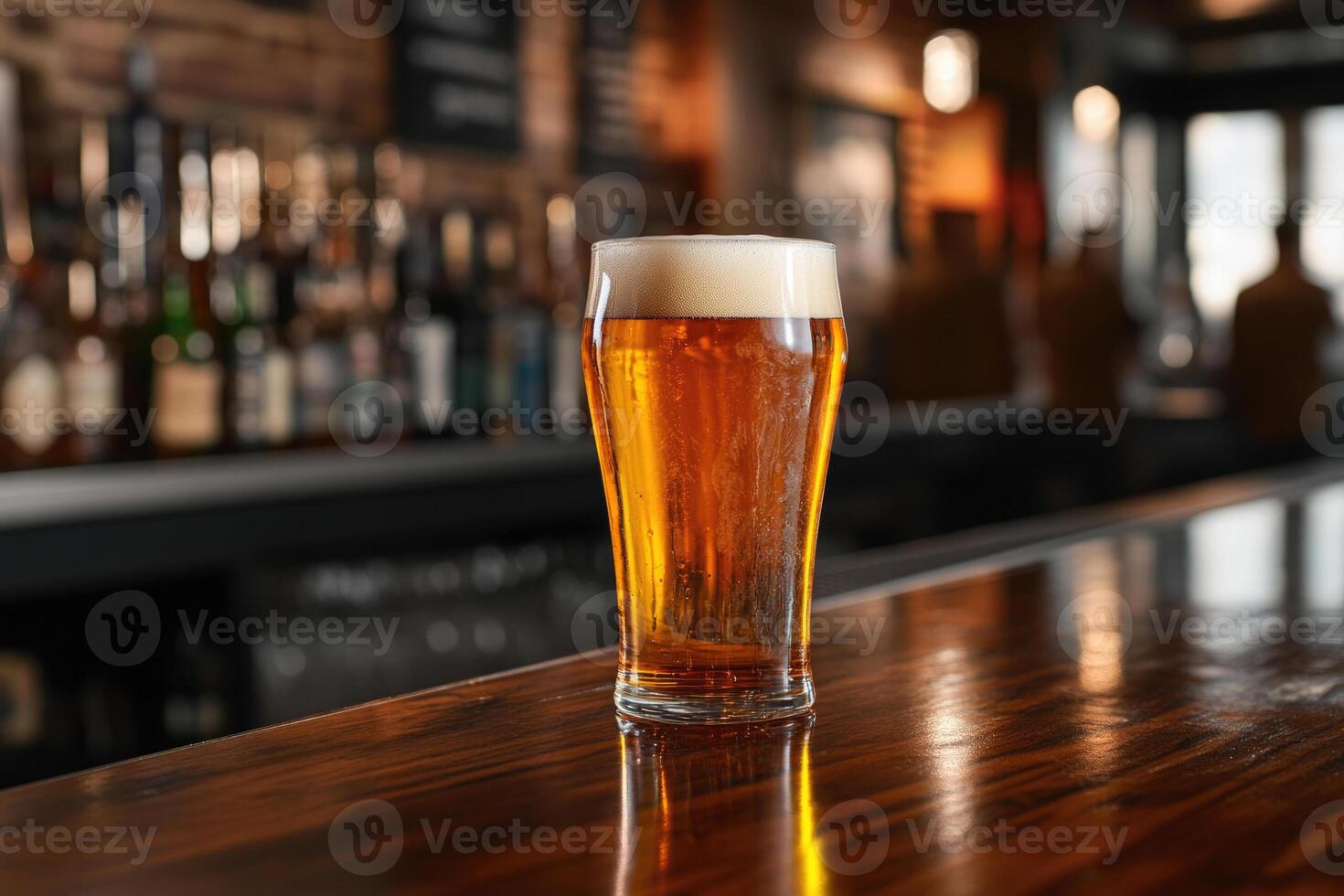 Beer banner with a pint glass and ample space for text or design. photo