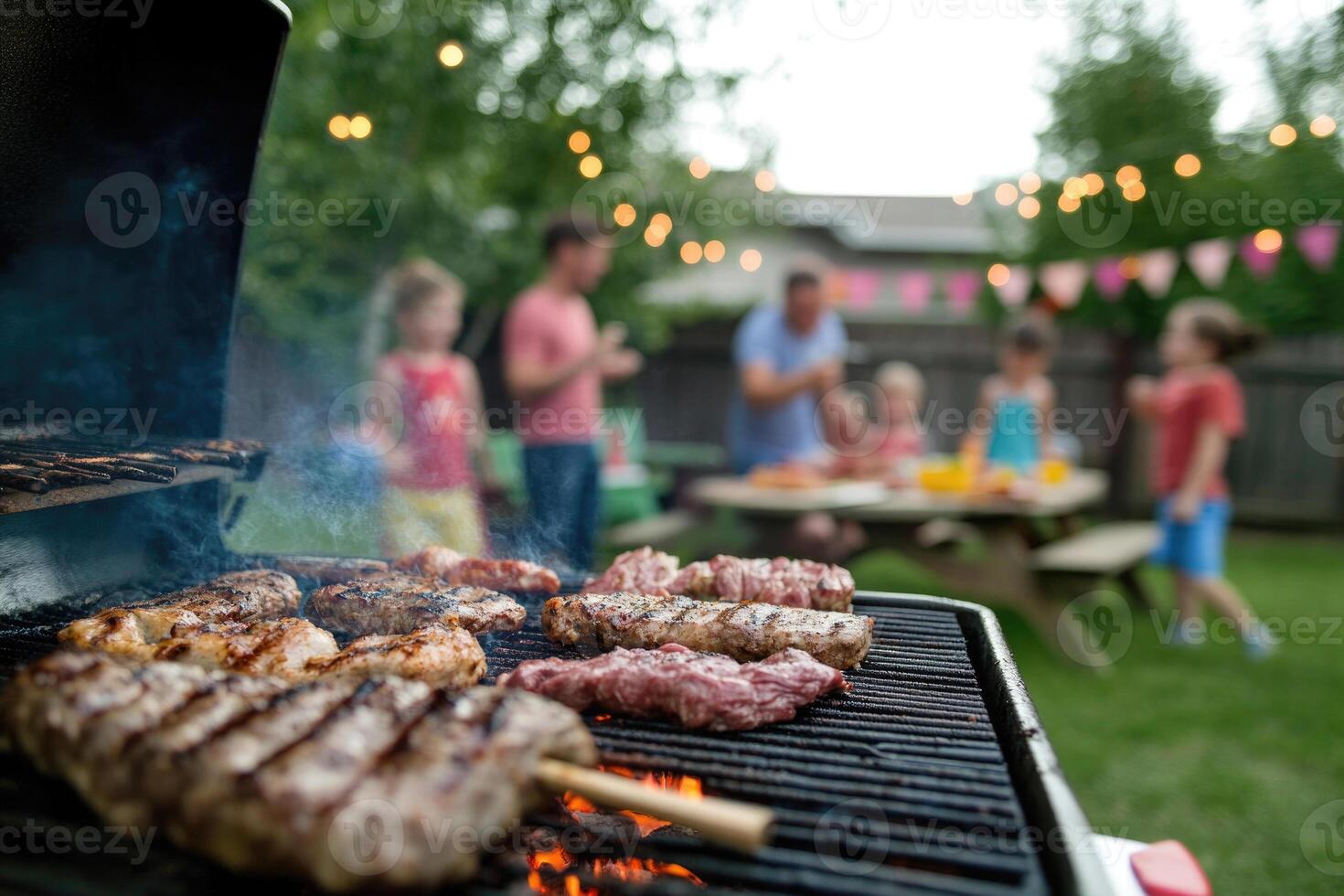 Family Barbecue in the Backyard photo