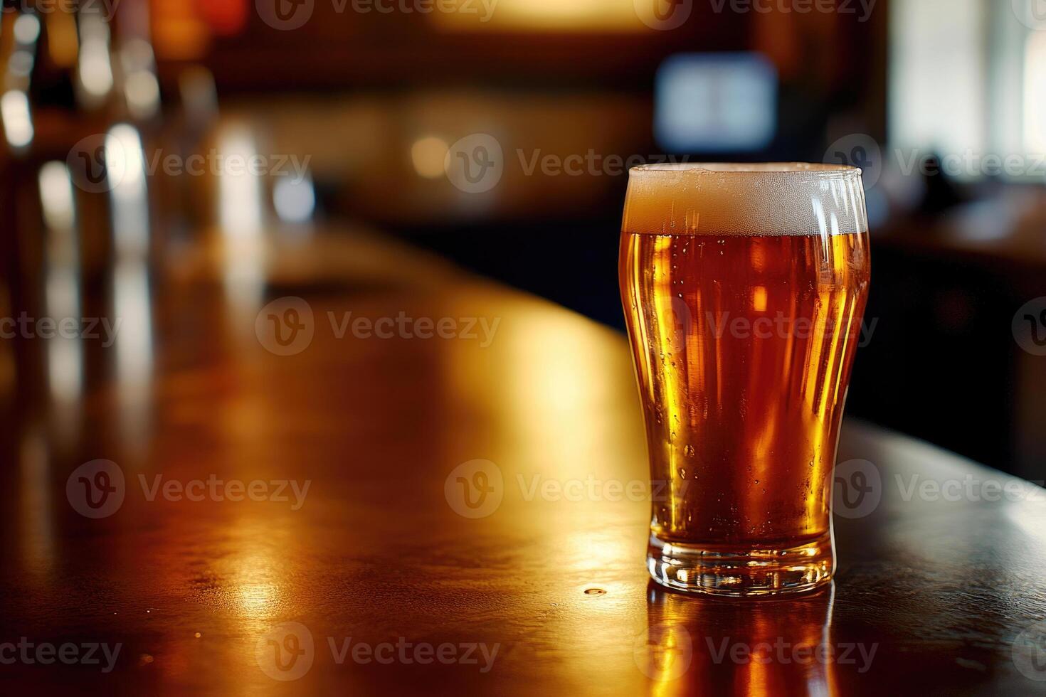 Beer banner with a pint glass and ample space for text or design. photo