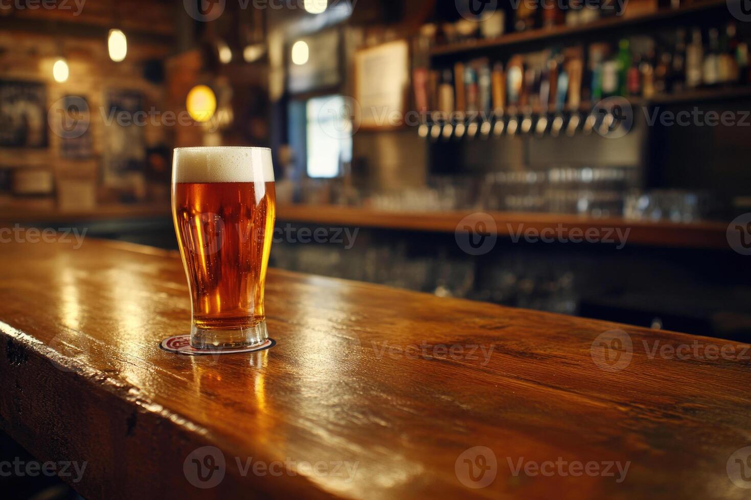 Beer banner with a pint glass and ample space for text or design. photo