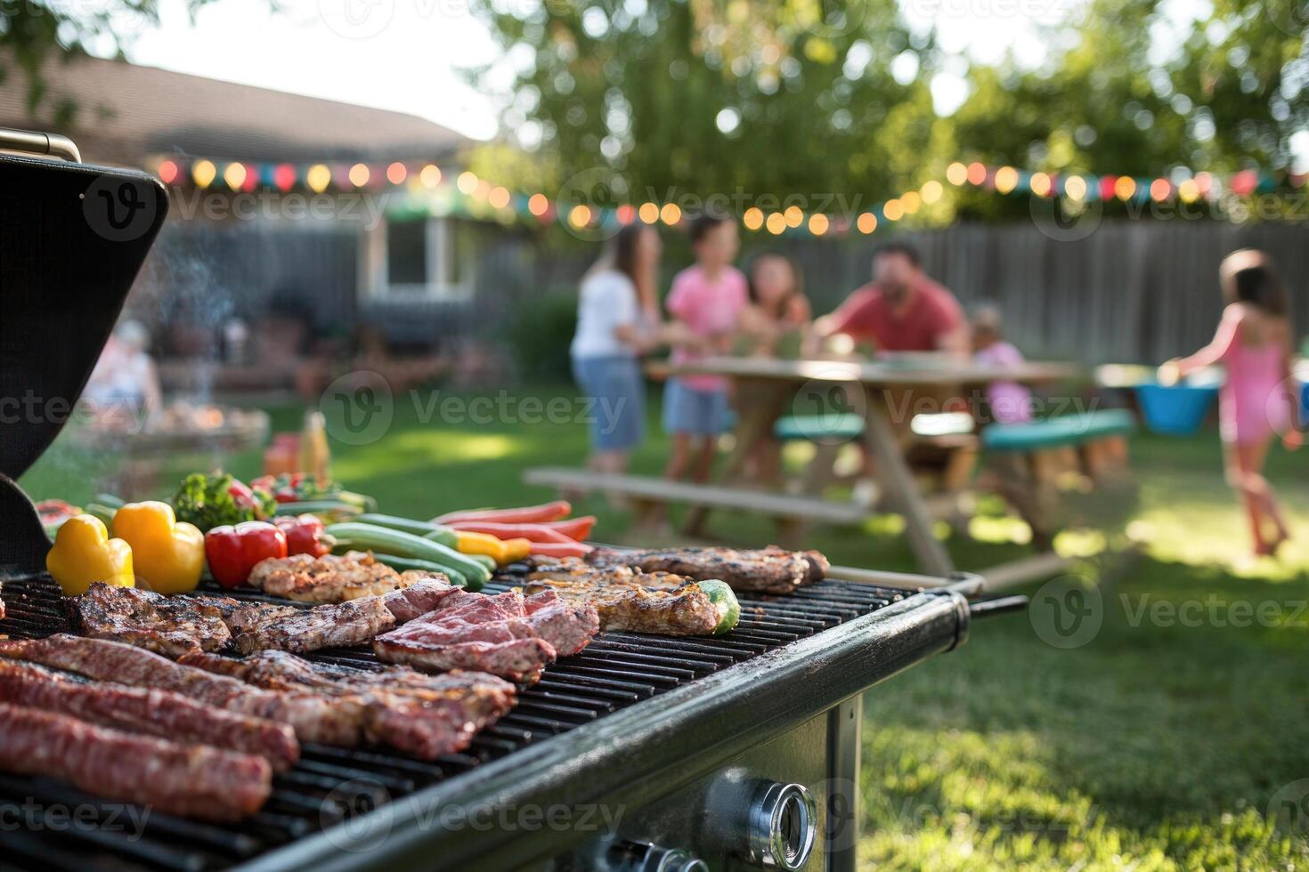 Family Barbecue in the Backyard photo