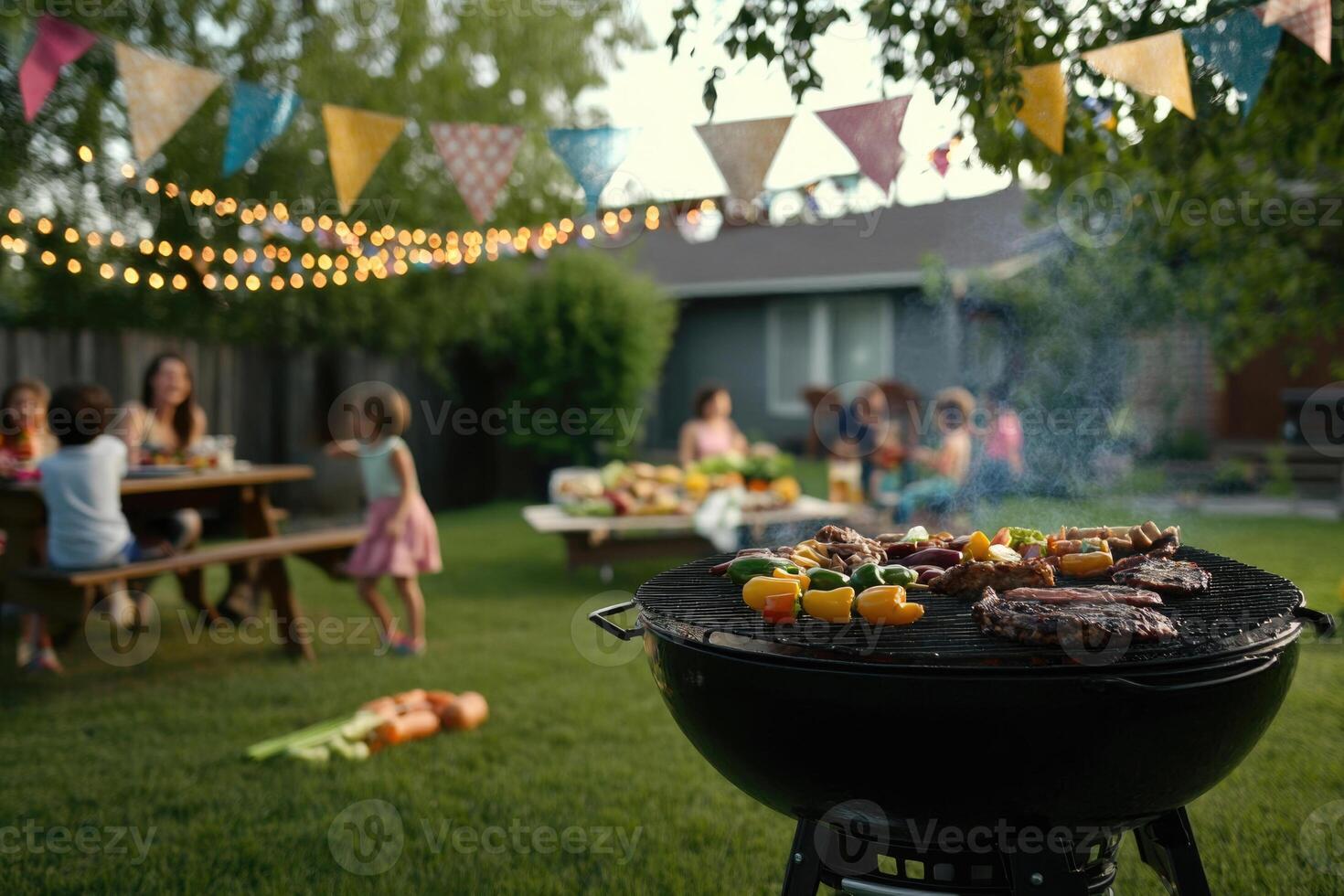 Family Barbecue in the Backyard photo