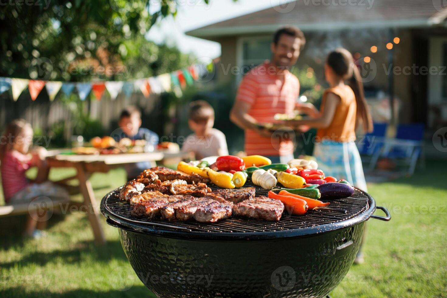 Family Barbecue in the Backyard photo