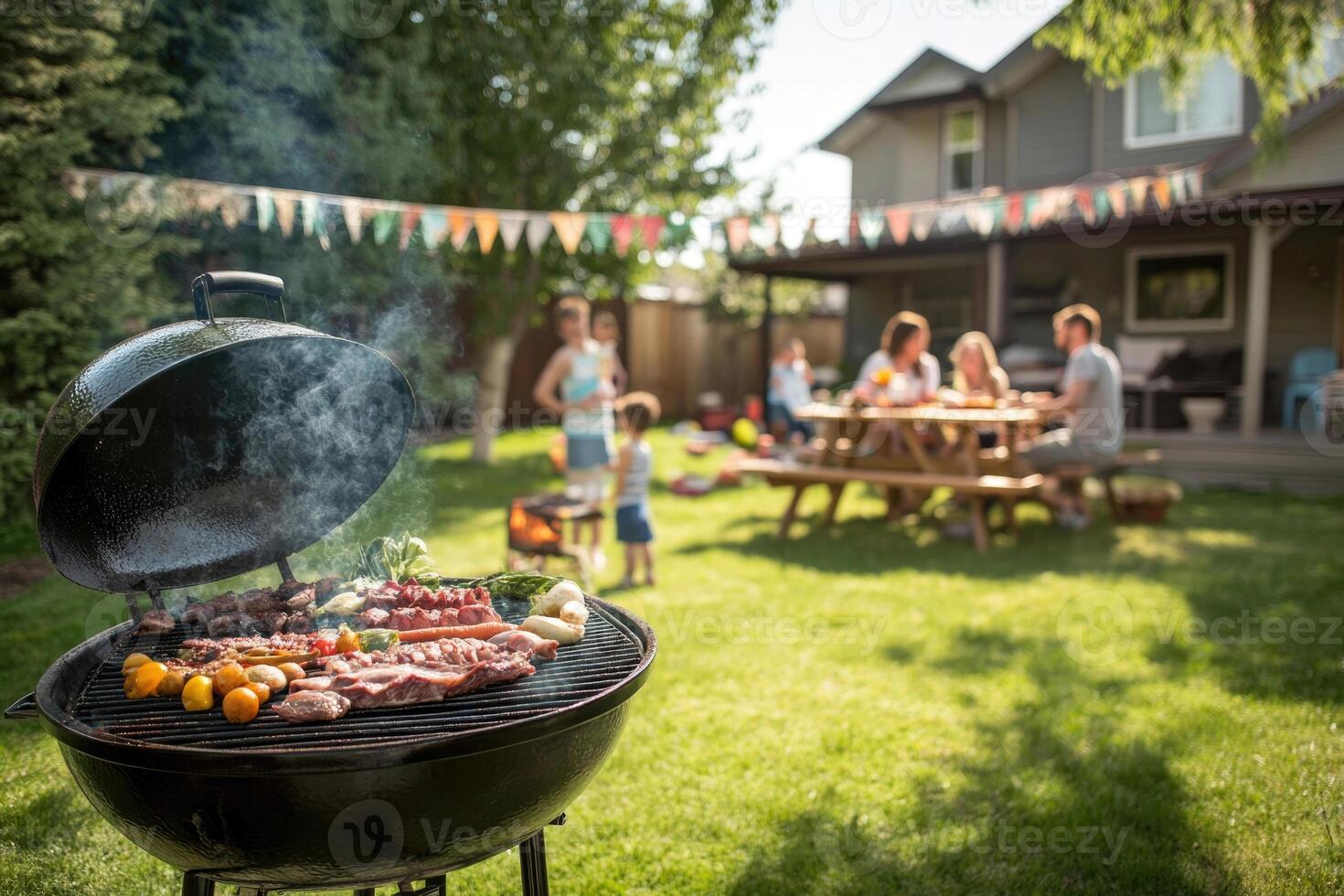 Family Barbecue in the Backyard photo