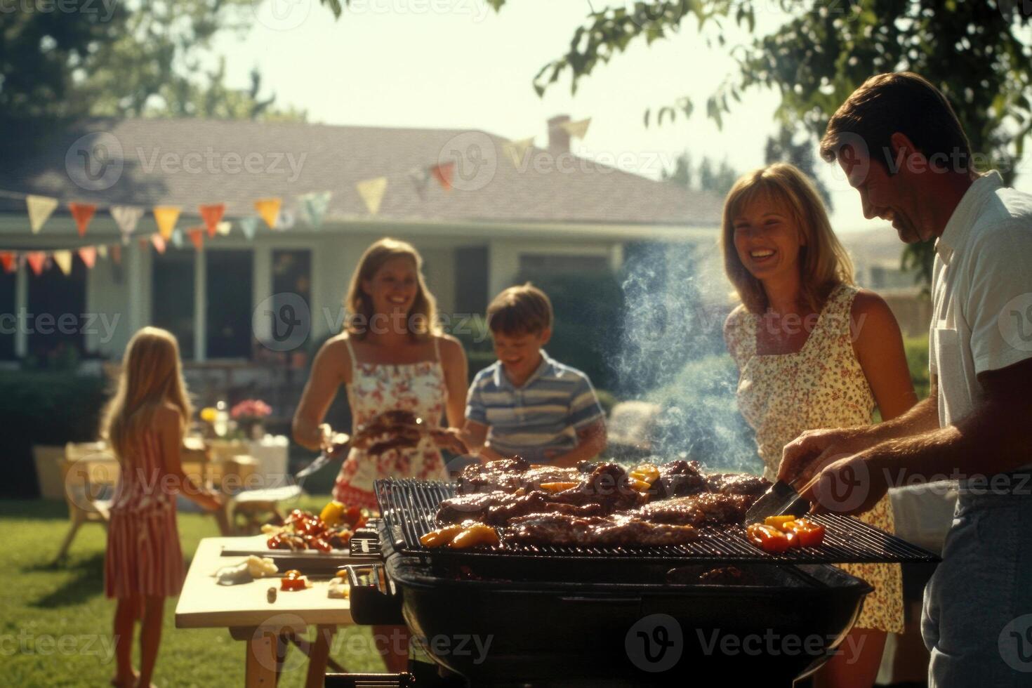 Family Barbecue in the Backyard photo