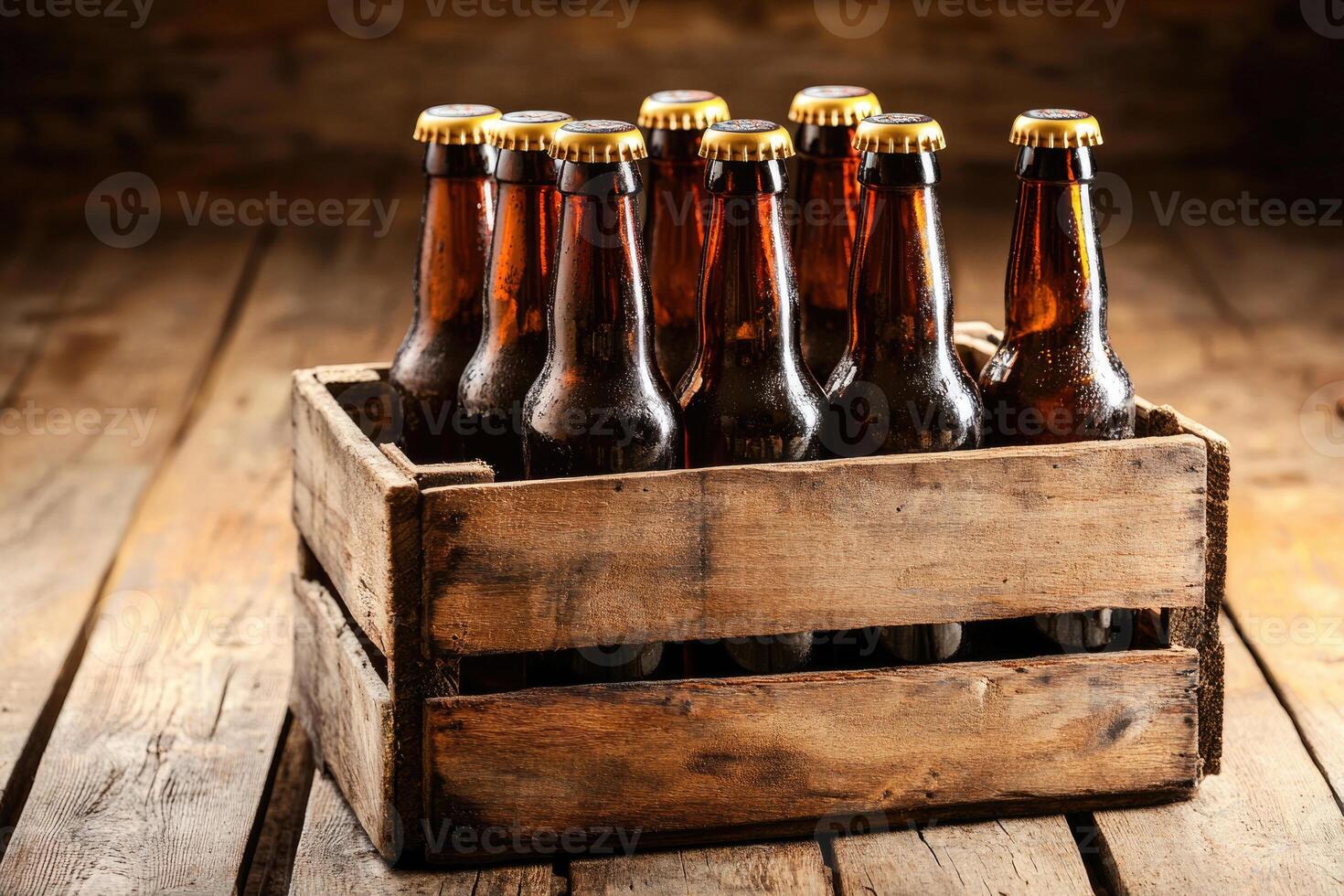 Beer banner with a beer crate and space for custom design. photo