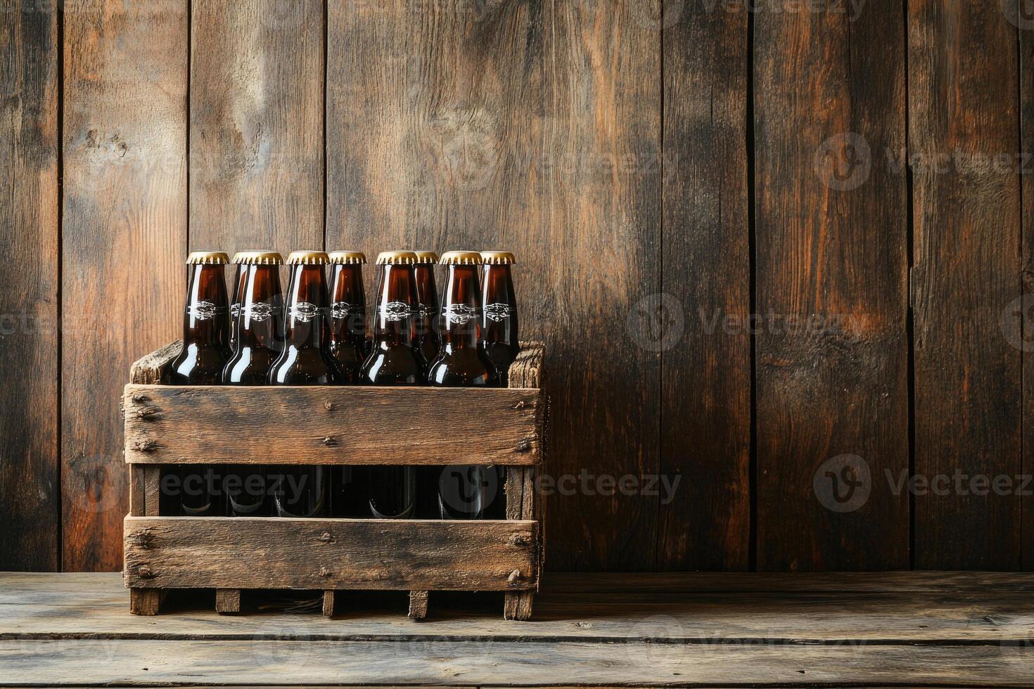 Beer banner with a beer crate and space for custom design. photo