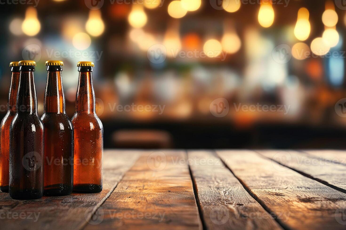 Beer banner with multiple bottles and empty space for customization. photo