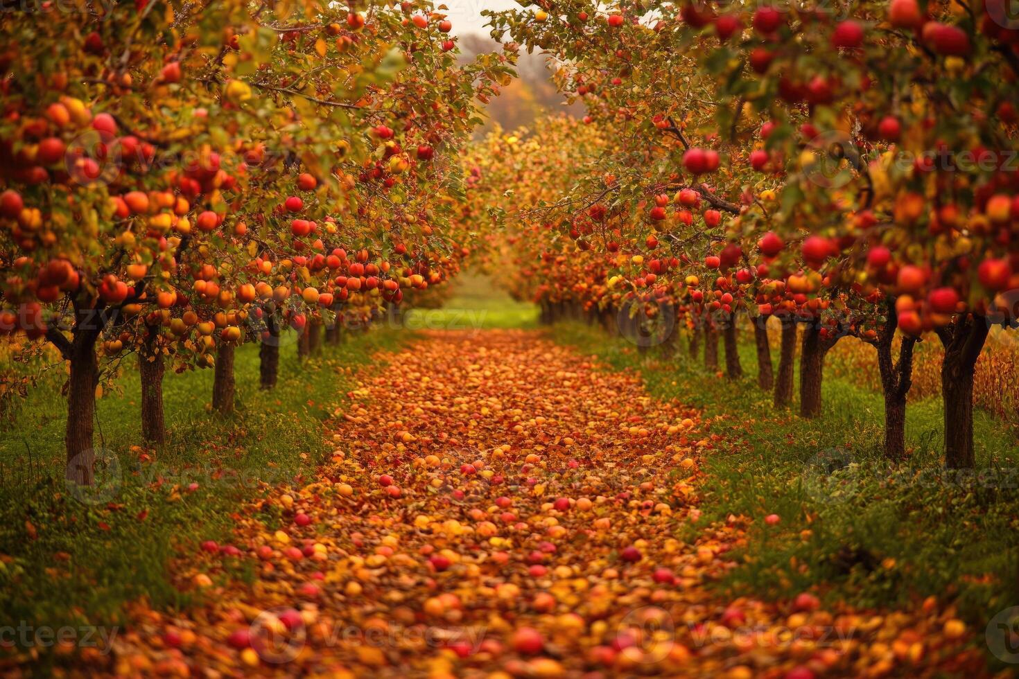 A bountiful orchard in full autumn glory. photo