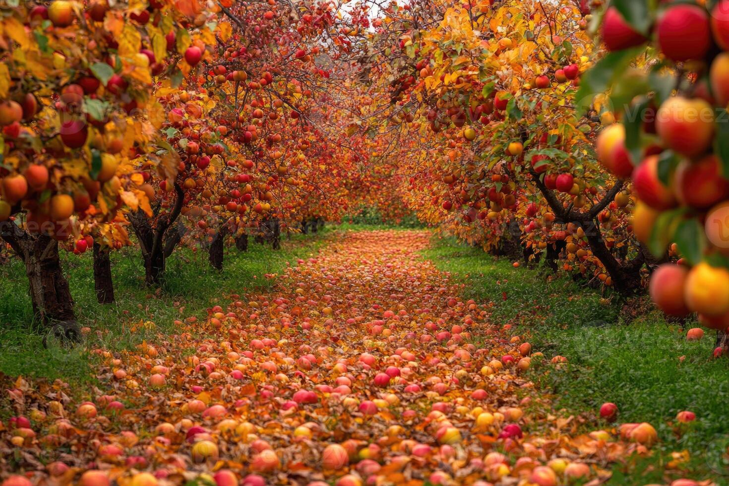 A bountiful orchard in full autumn glory. photo