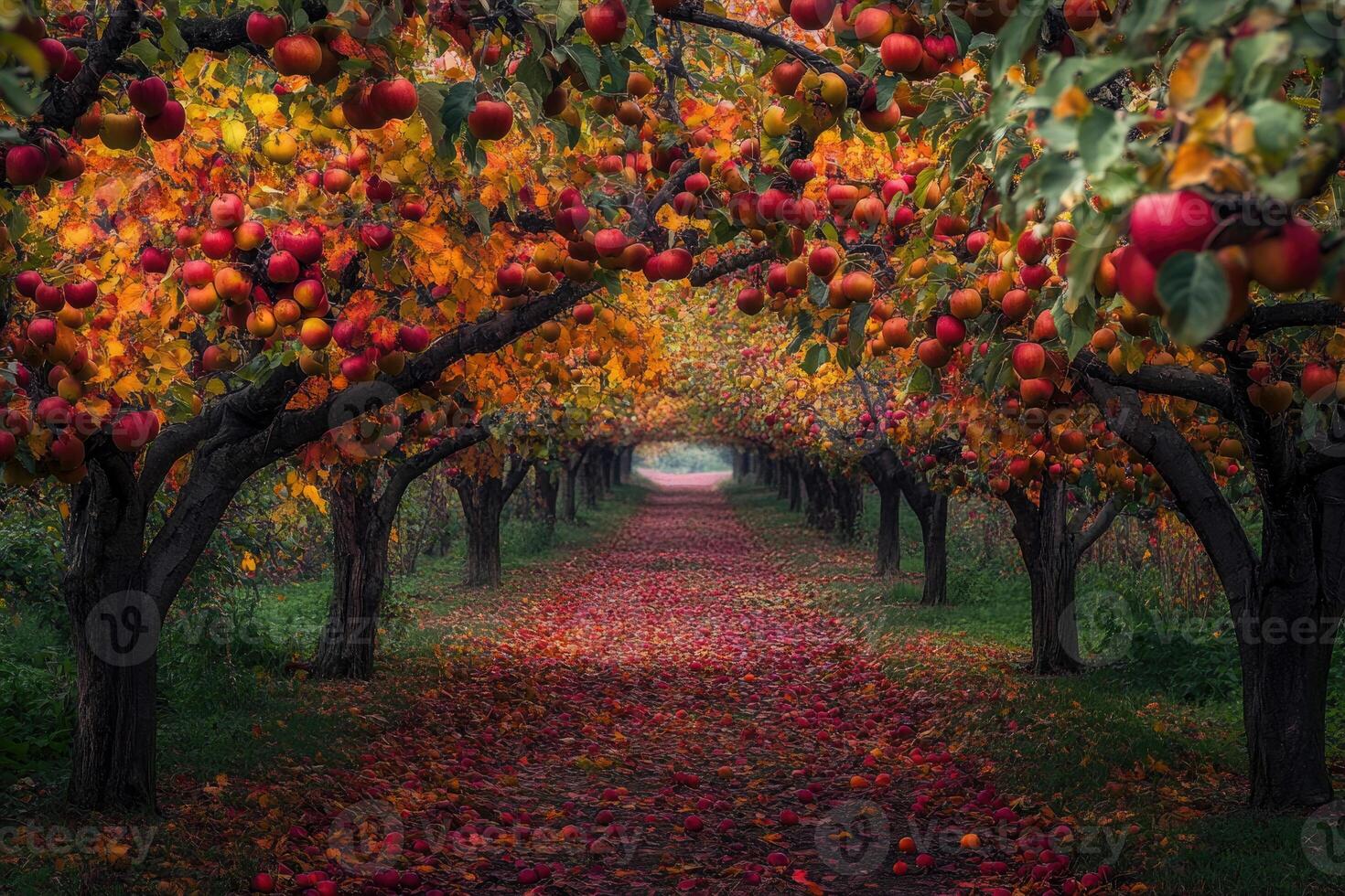 A bountiful orchard in full autumn glory. photo