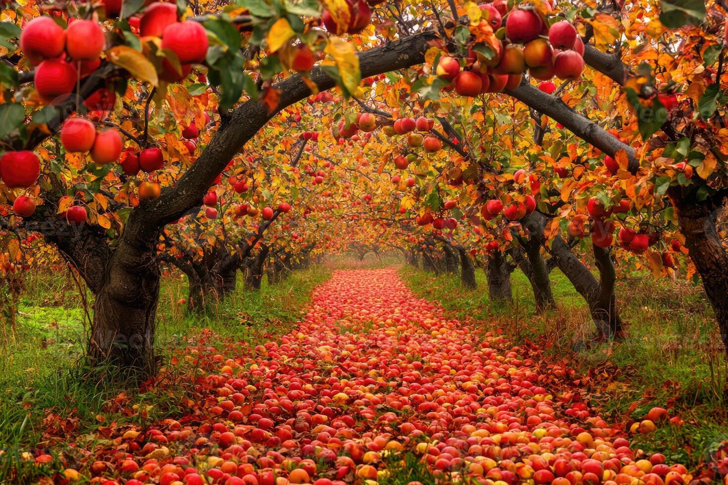 A bountiful orchard in full autumn glory. photo