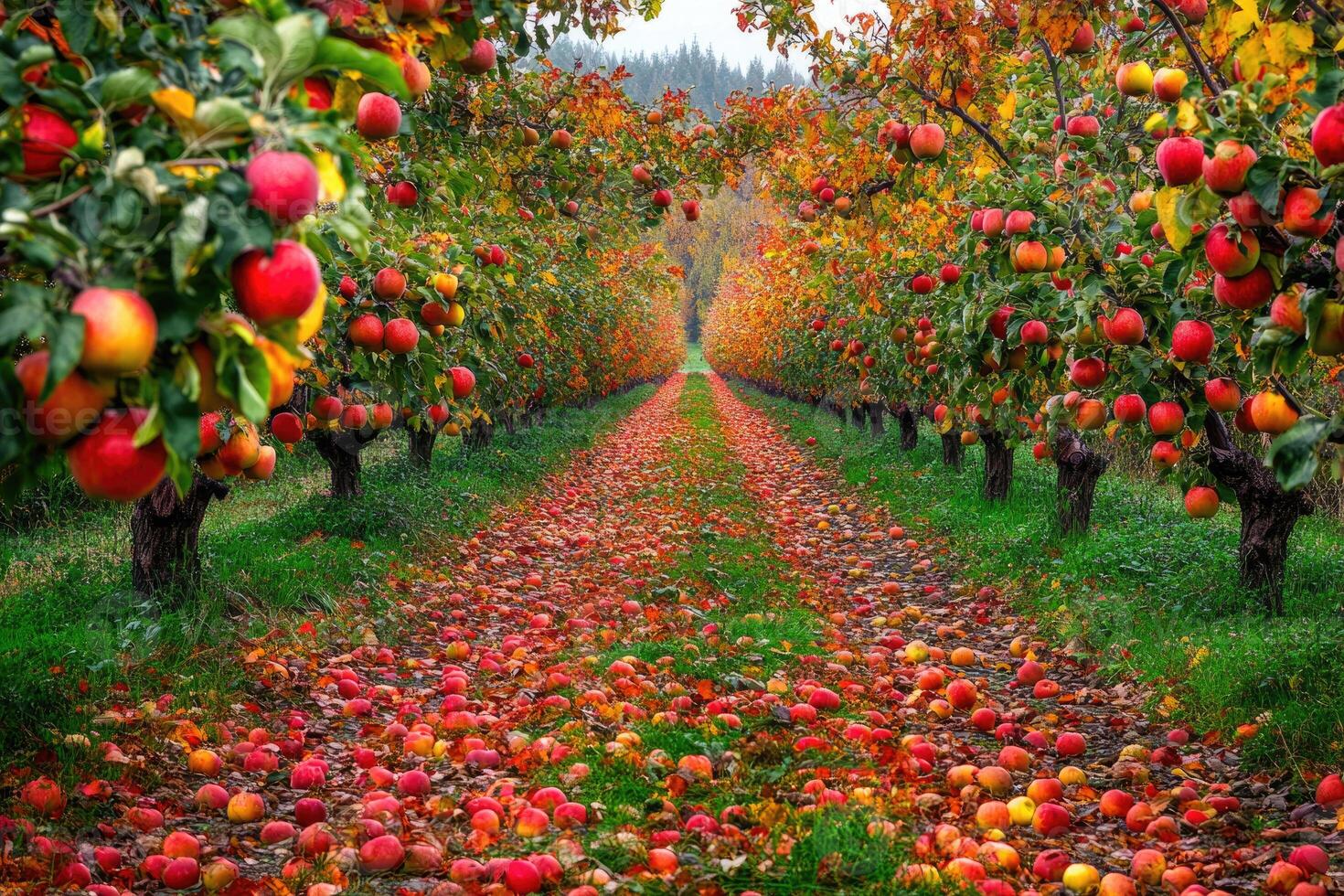 A bountiful orchard in full autumn glory. photo