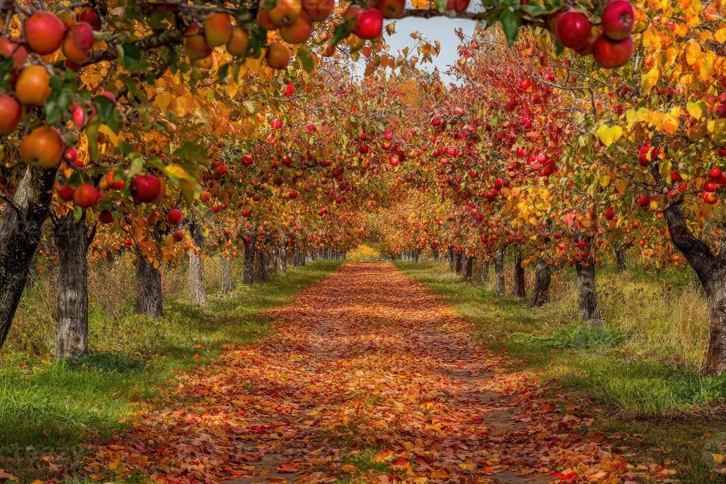 A bountiful orchard in full autumn glory. photo