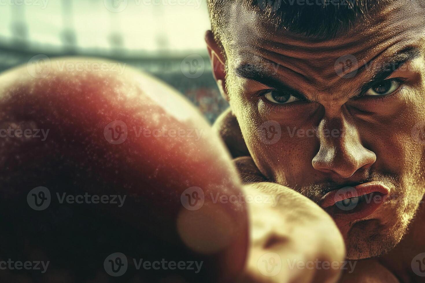 Shot put athlete mid-throw. photo