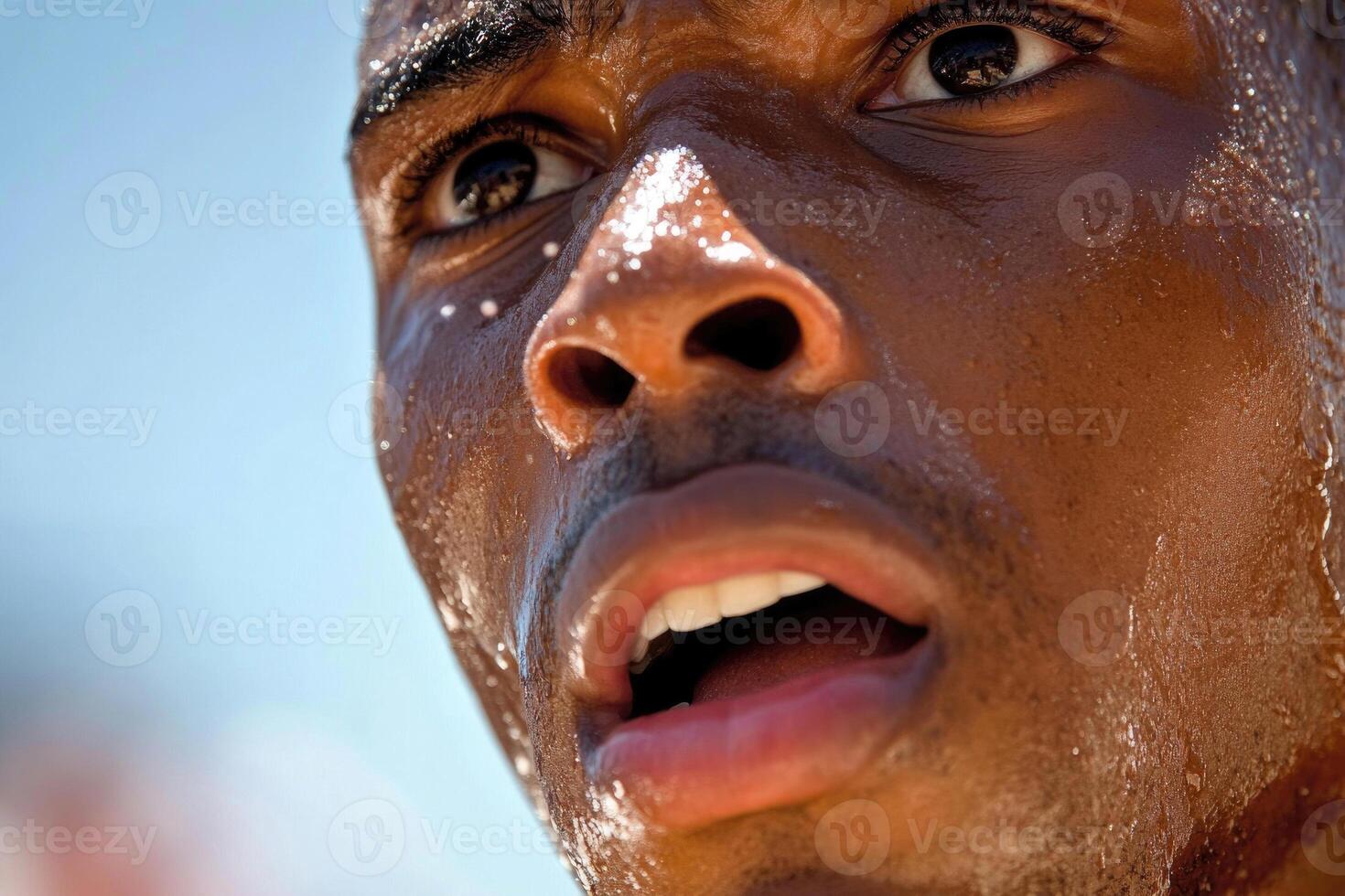 Athlete after releasing the shot put. photo