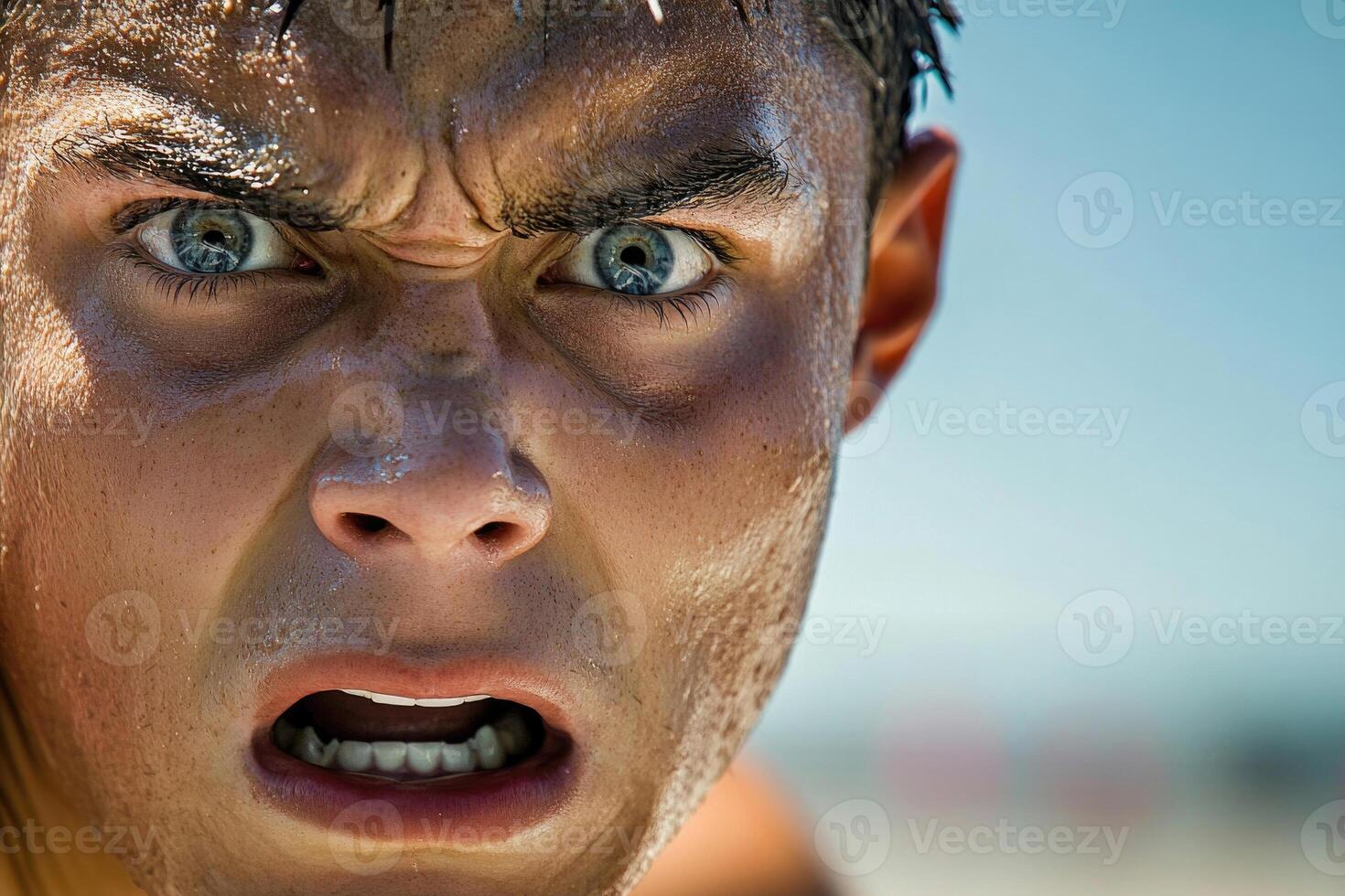 Athlete after releasing the shot put. photo
