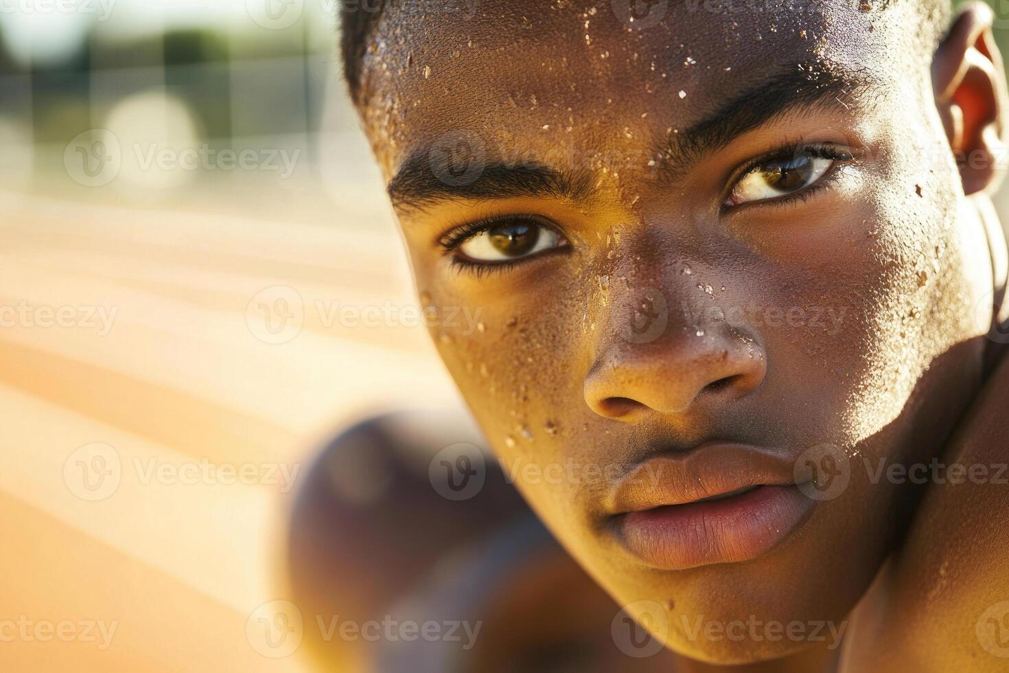 Athlete preparing to throw shot put photo