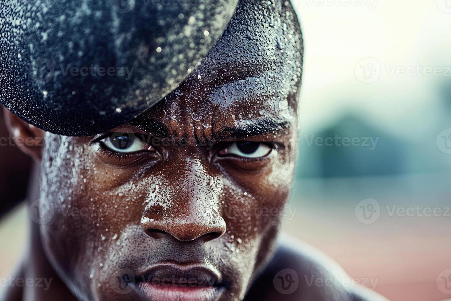 Athlete preparing to throw shot put photo