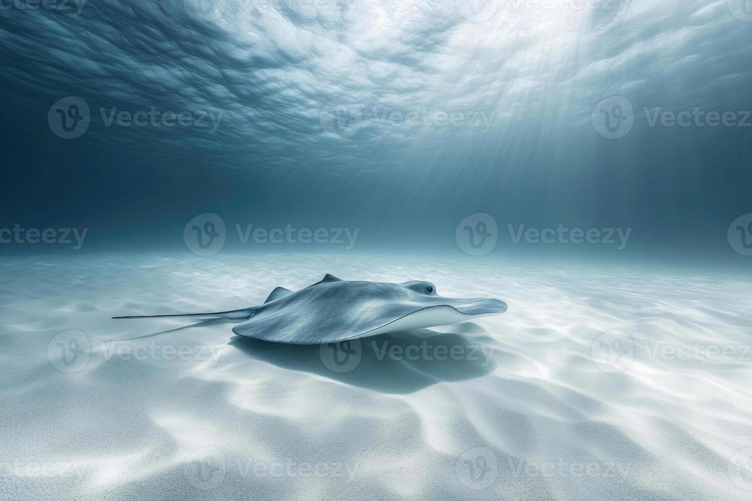 A graceful stingray gliding over a sandy ocean bed. photo