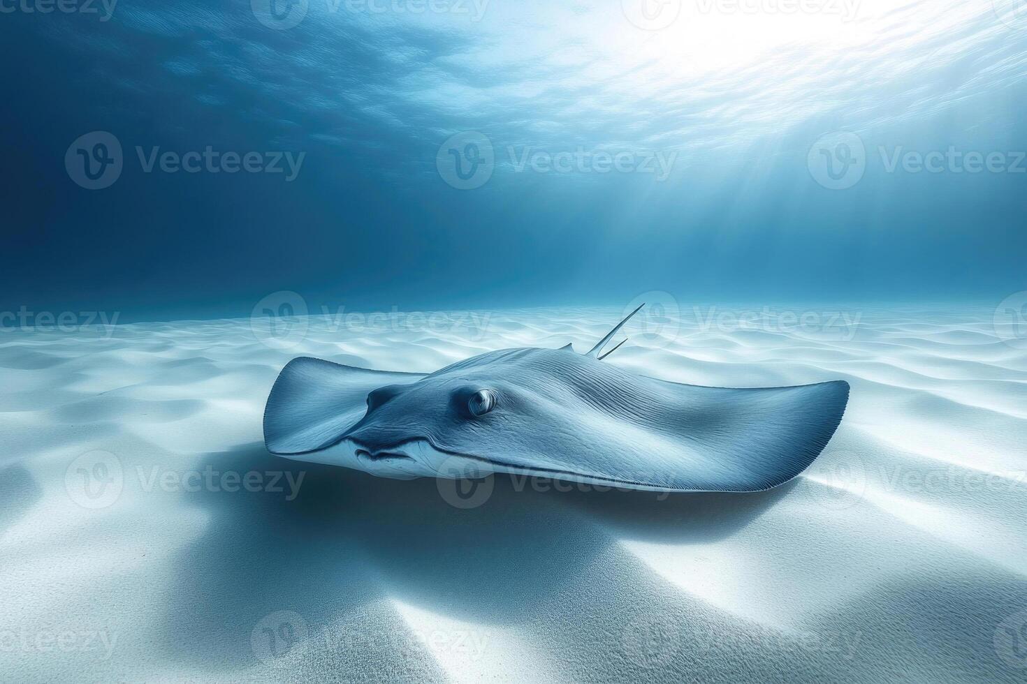 A graceful stingray gliding over a sandy ocean bed. photo