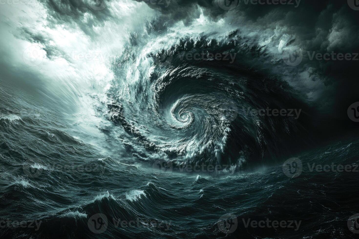 A powerful hurricane over the ocean. photo