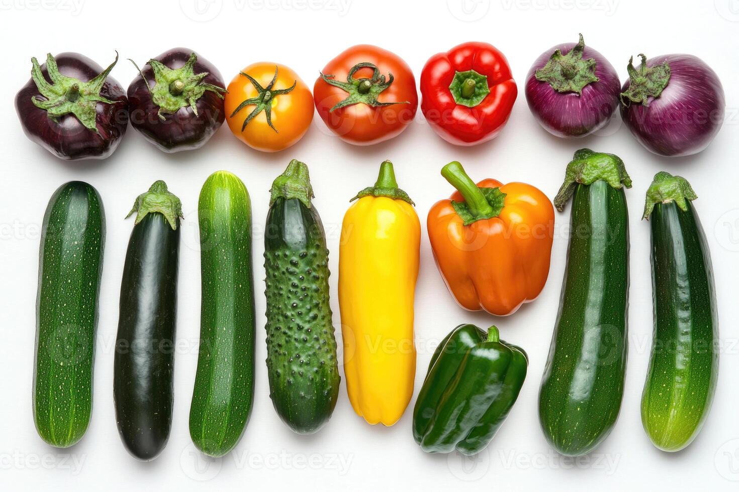 Late summer harvest of fresh vegetables on a clean background. photo