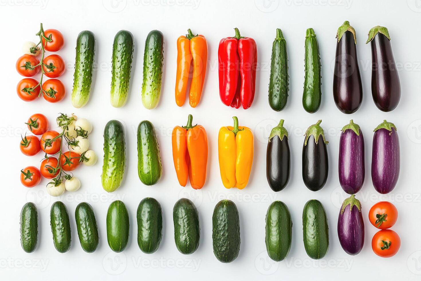 Late summer harvest of fresh vegetables on a clean background. photo