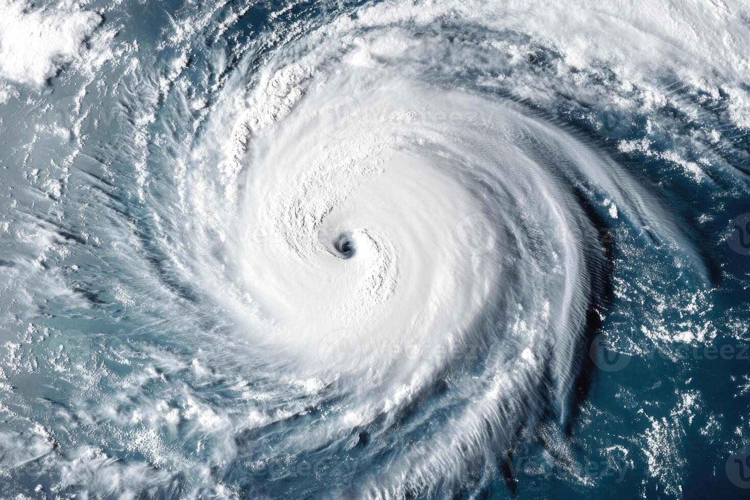 A satellite view of a hurricane. photo