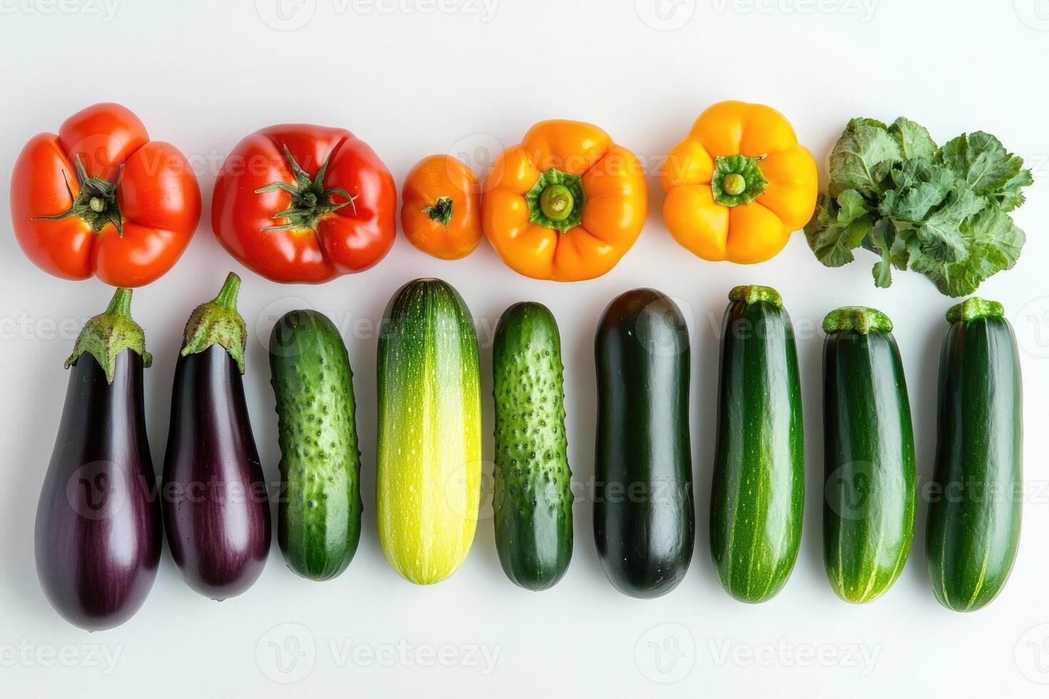 Late summer harvest of fresh vegetables on a clean background. photo