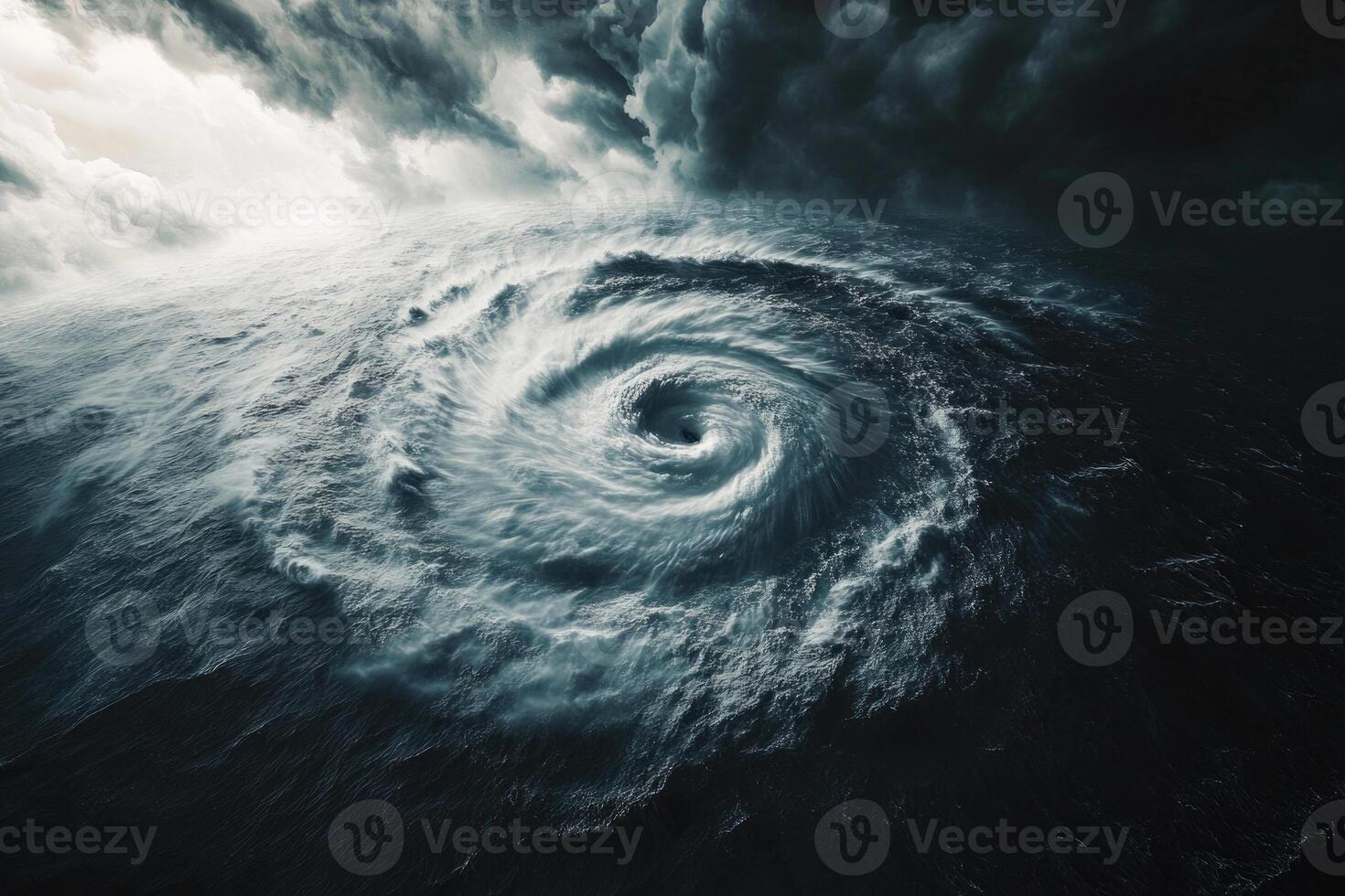 A powerful hurricane over the ocean. photo