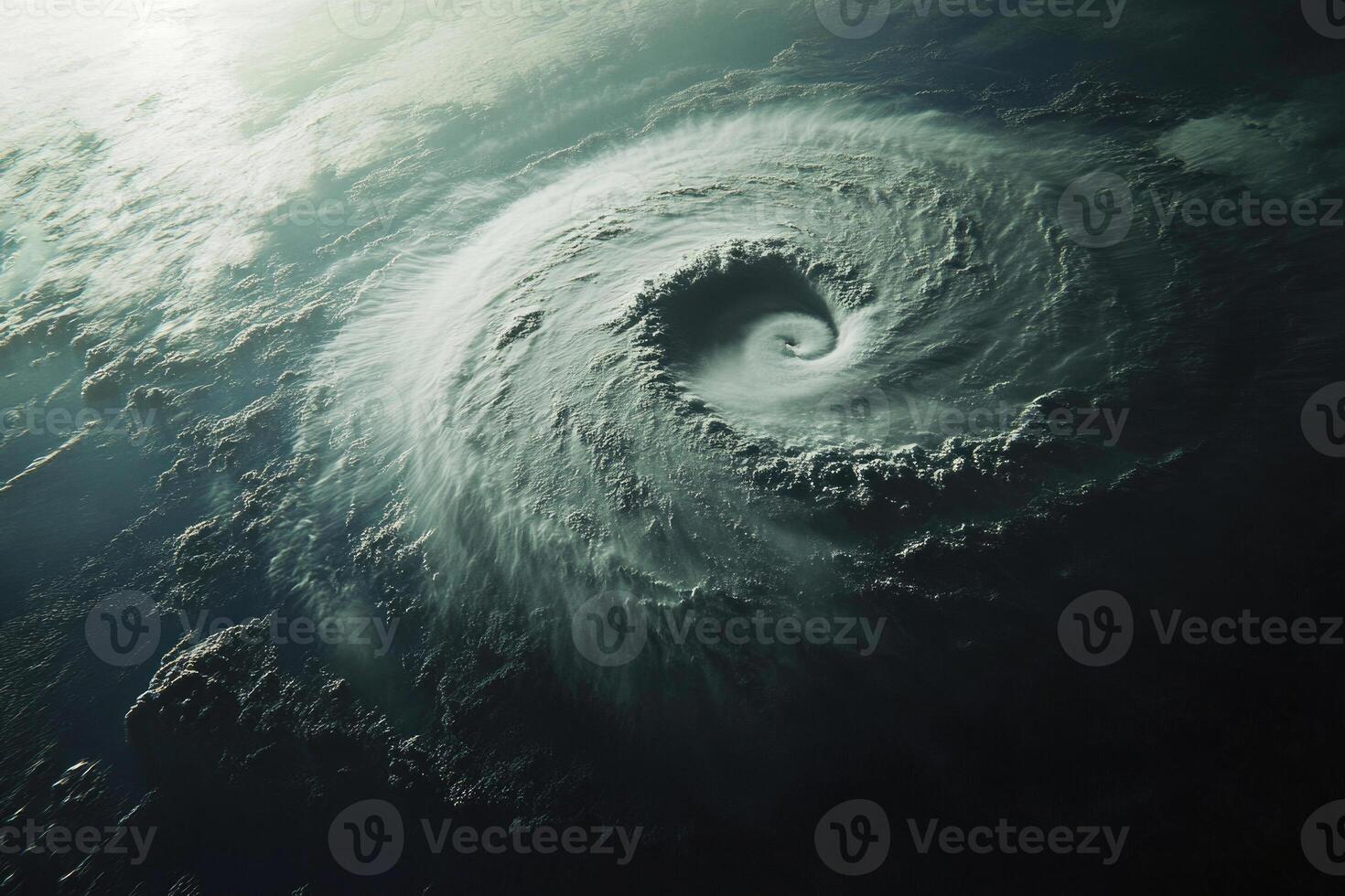 A powerful hurricane over the ocean. photo