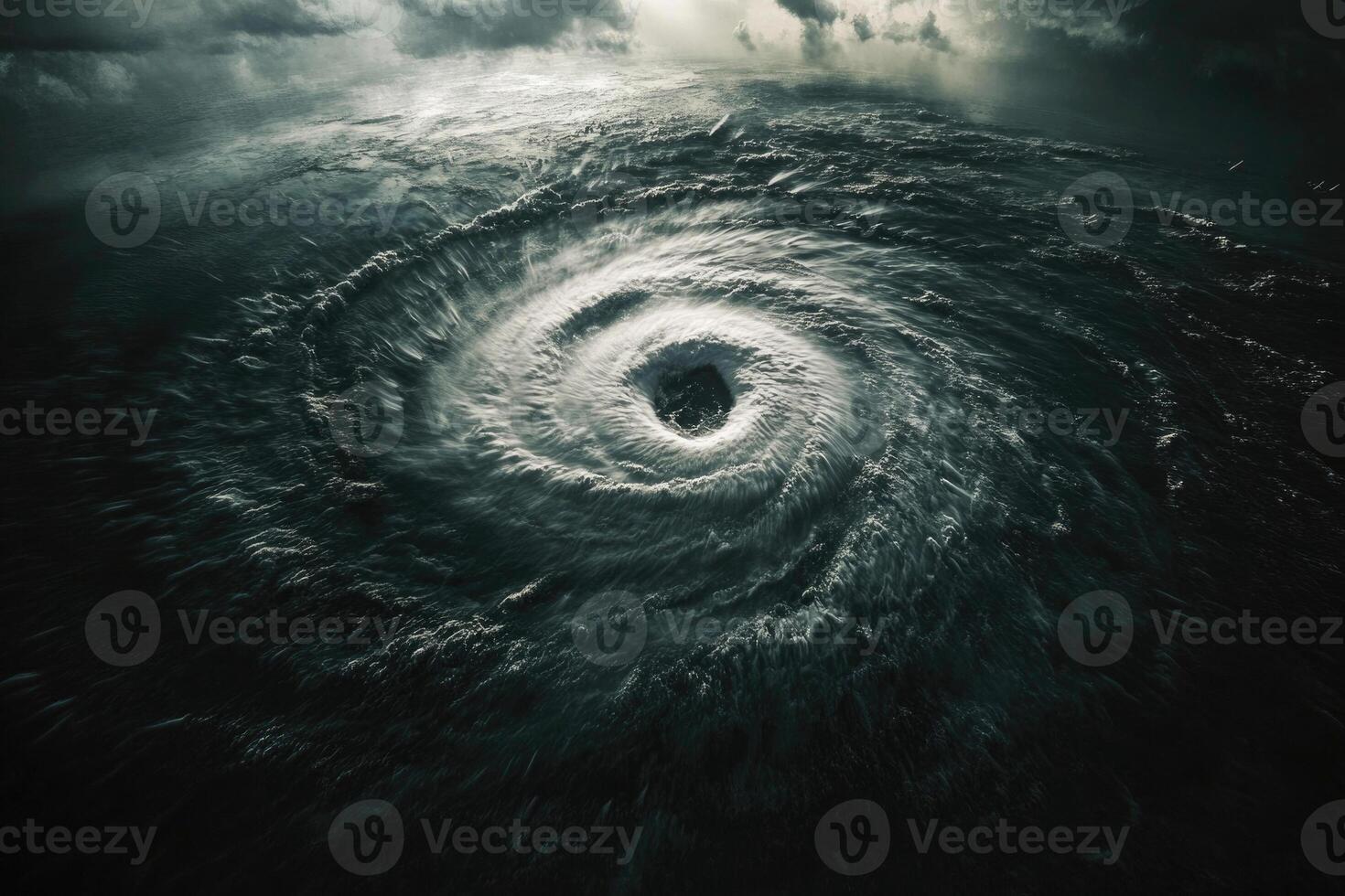 A powerful hurricane over the ocean. photo