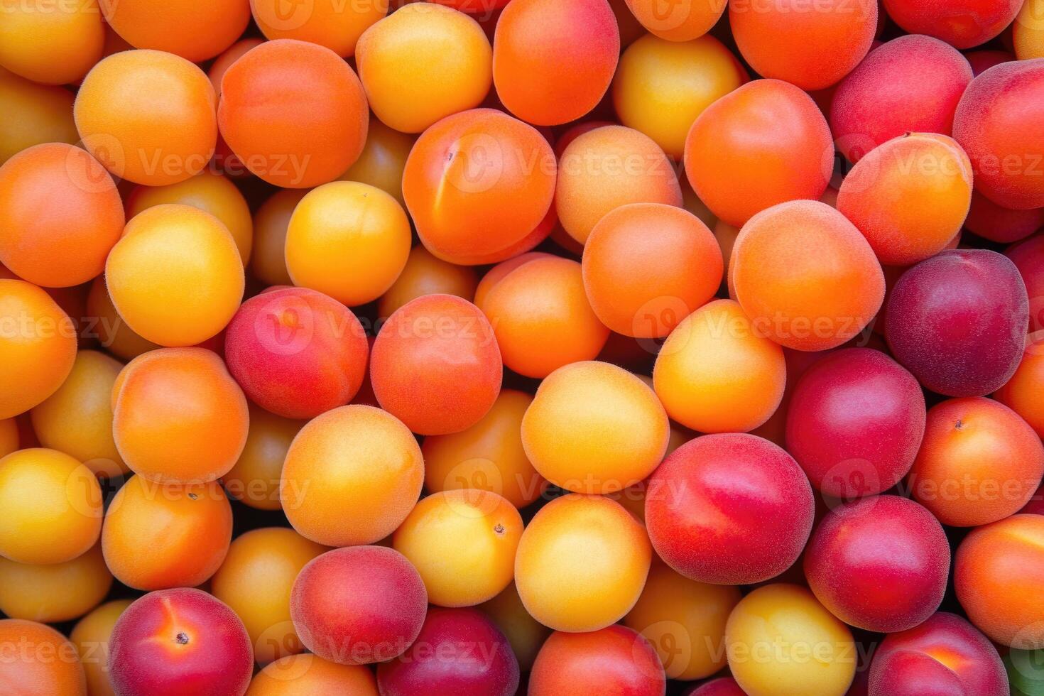 A vibrant collection of apricots forms a colorful and textured background. photo