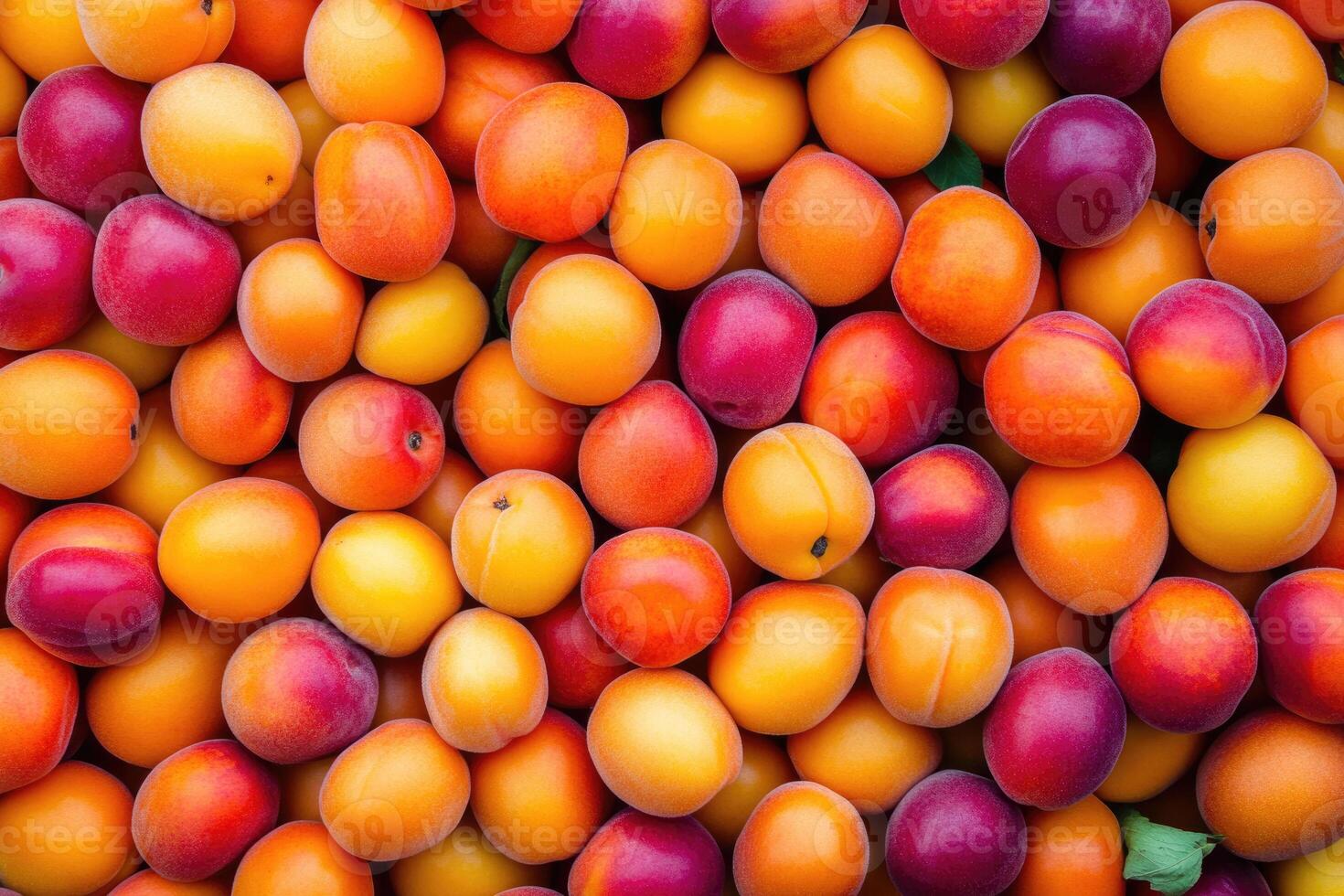 A vibrant collection of apricots forms a colorful and textured background. photo