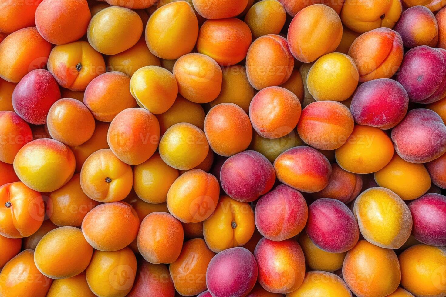 A vibrant collection of apricots forms a colorful and textured background. photo