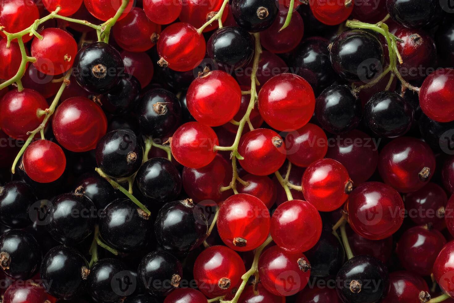 A vivid mix of red and black currants creates a rich, textured background. photo