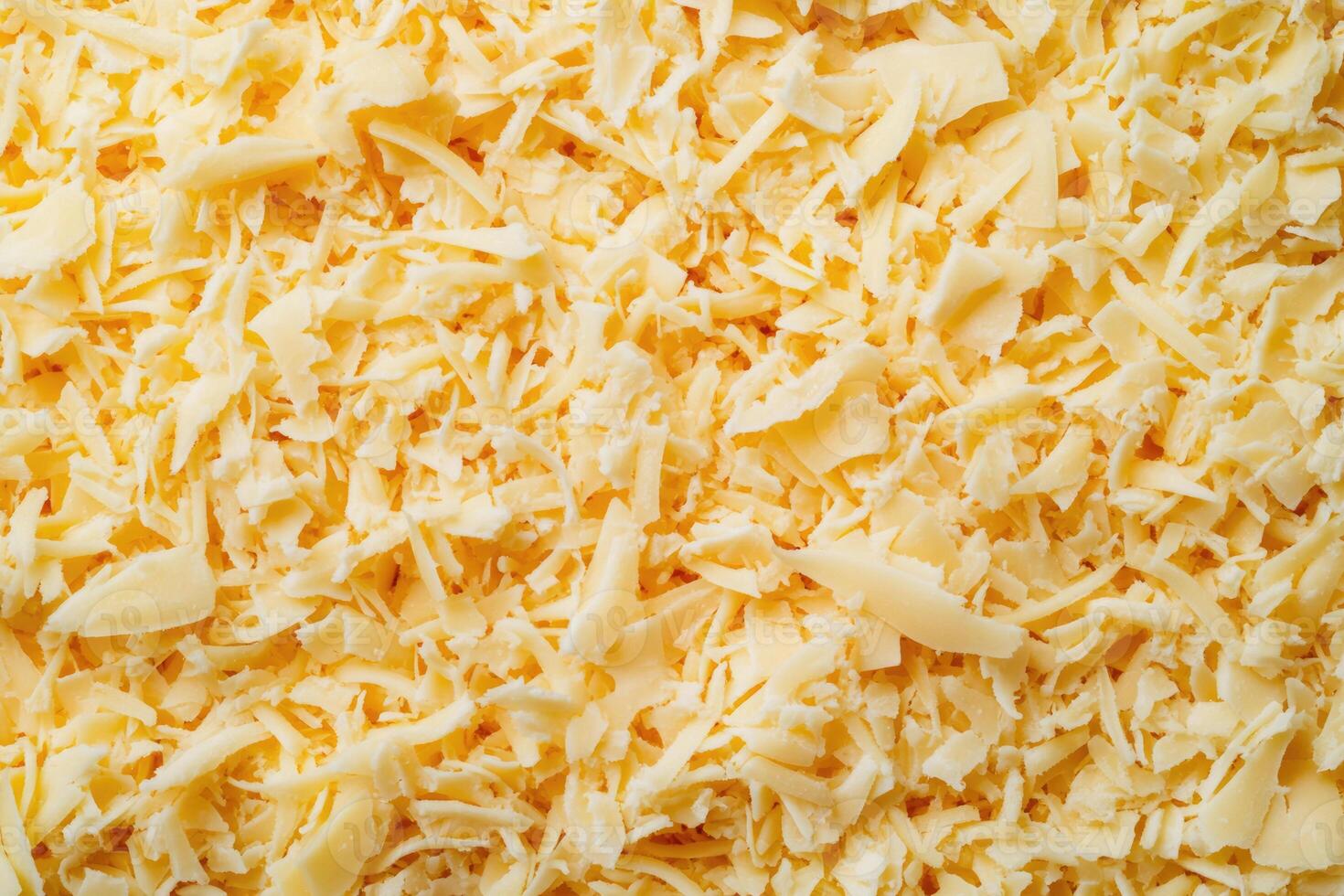 A textured layer of shredded cheese forms a rich, appetizing background. photo