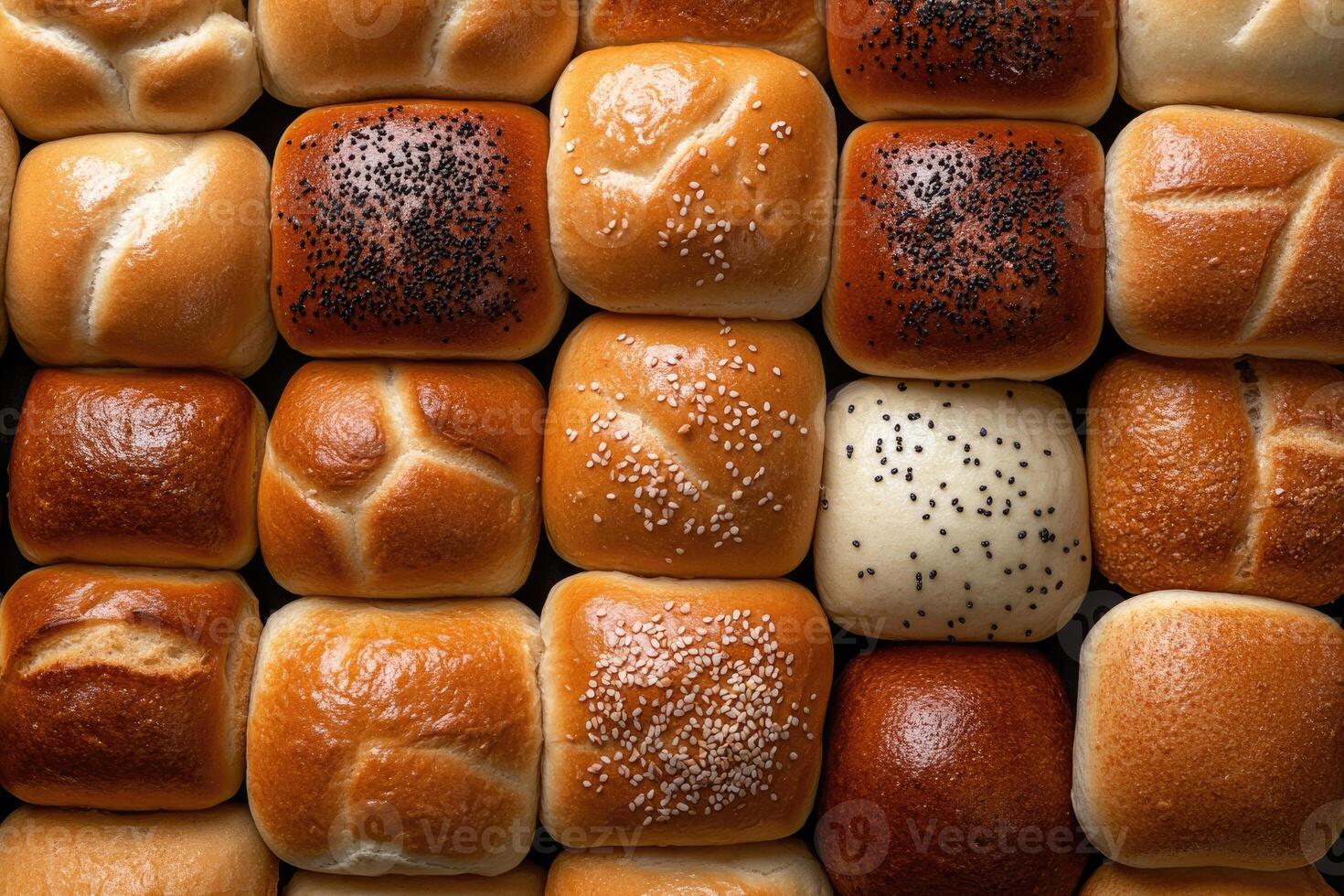 A selection of buns creates a warm, inviting background. photo