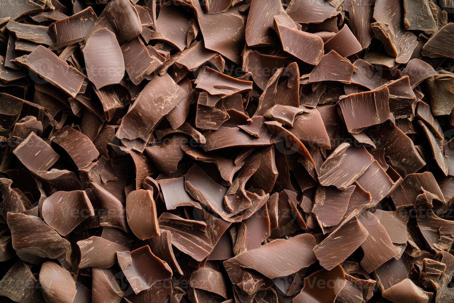 A textured layer of shredded chocolate forms a rich, indulgent background. photo