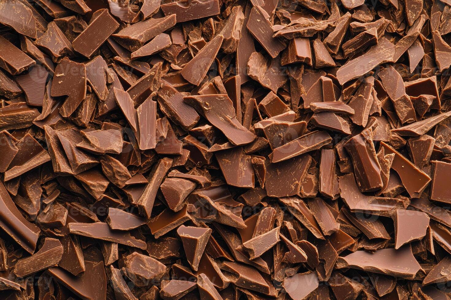 A textured layer of shredded chocolate forms a rich, indulgent background. photo