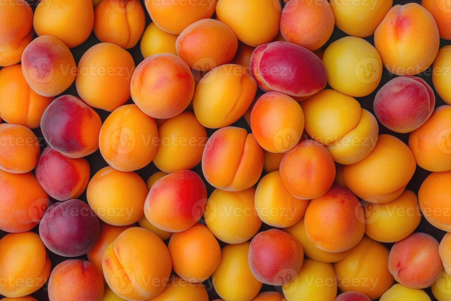 A vibrant collection of apricots forms a colorful and textured background. photo