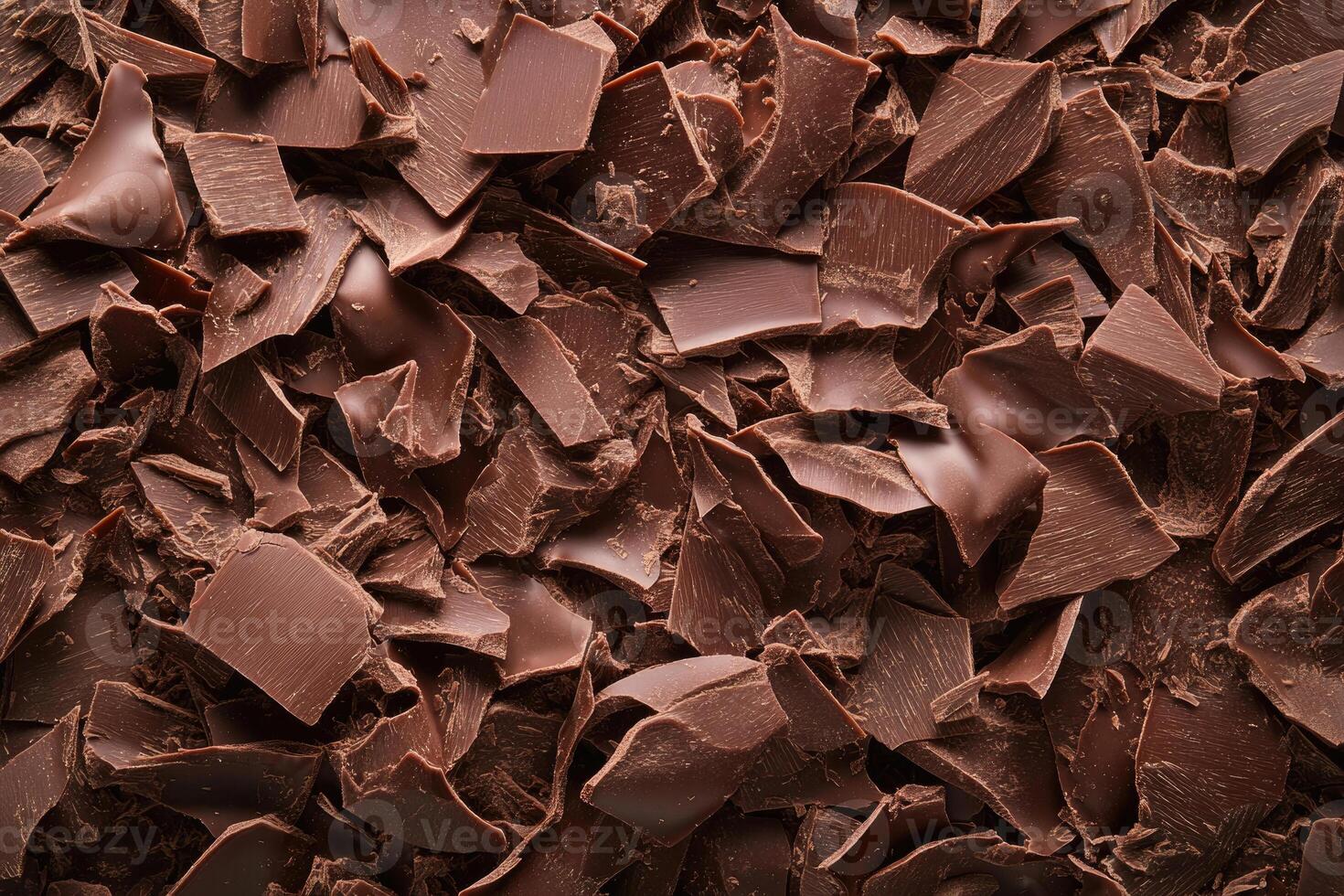 A textured layer of shredded chocolate forms a rich, indulgent background. photo