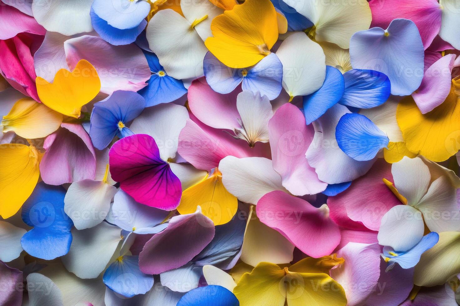 A vibrant array of wildflower petals creates a colorful, natural background. photo