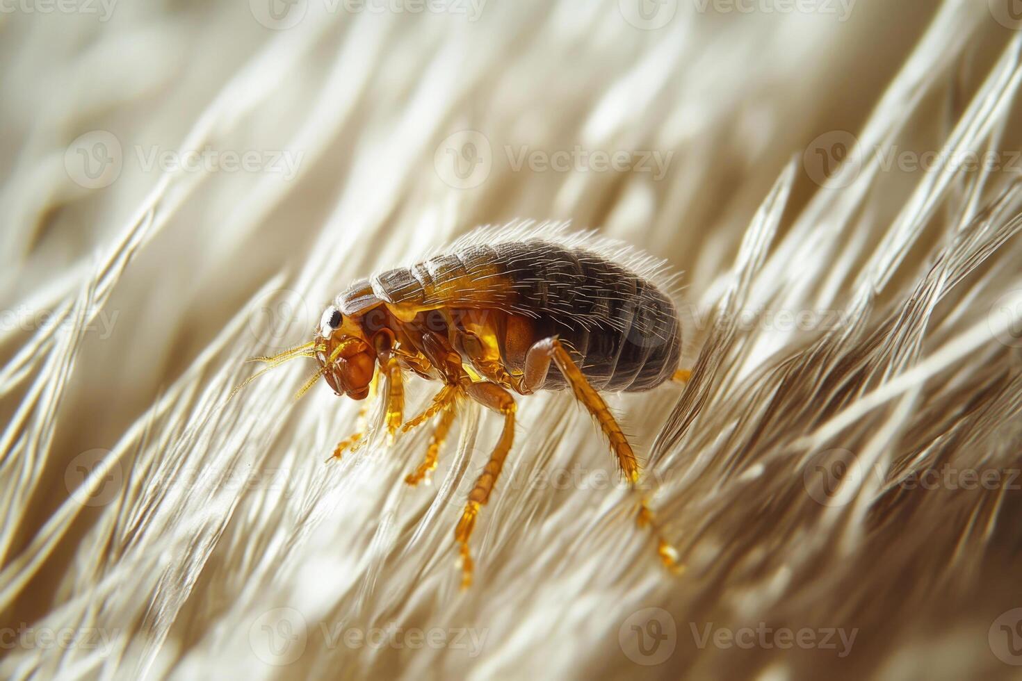A flea nestled in the fur of an animal. photo