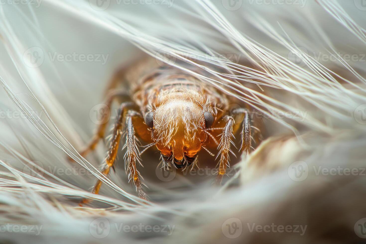 A flea nestled in the fur of an animal. photo
