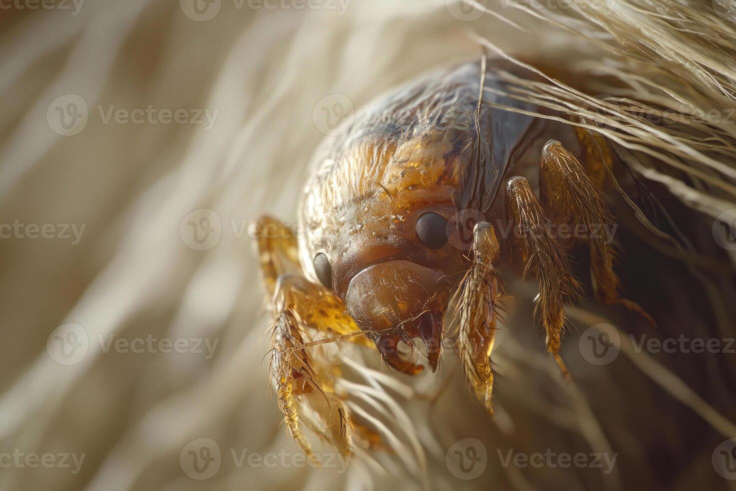A flea nestled in the fur of an animal. photo