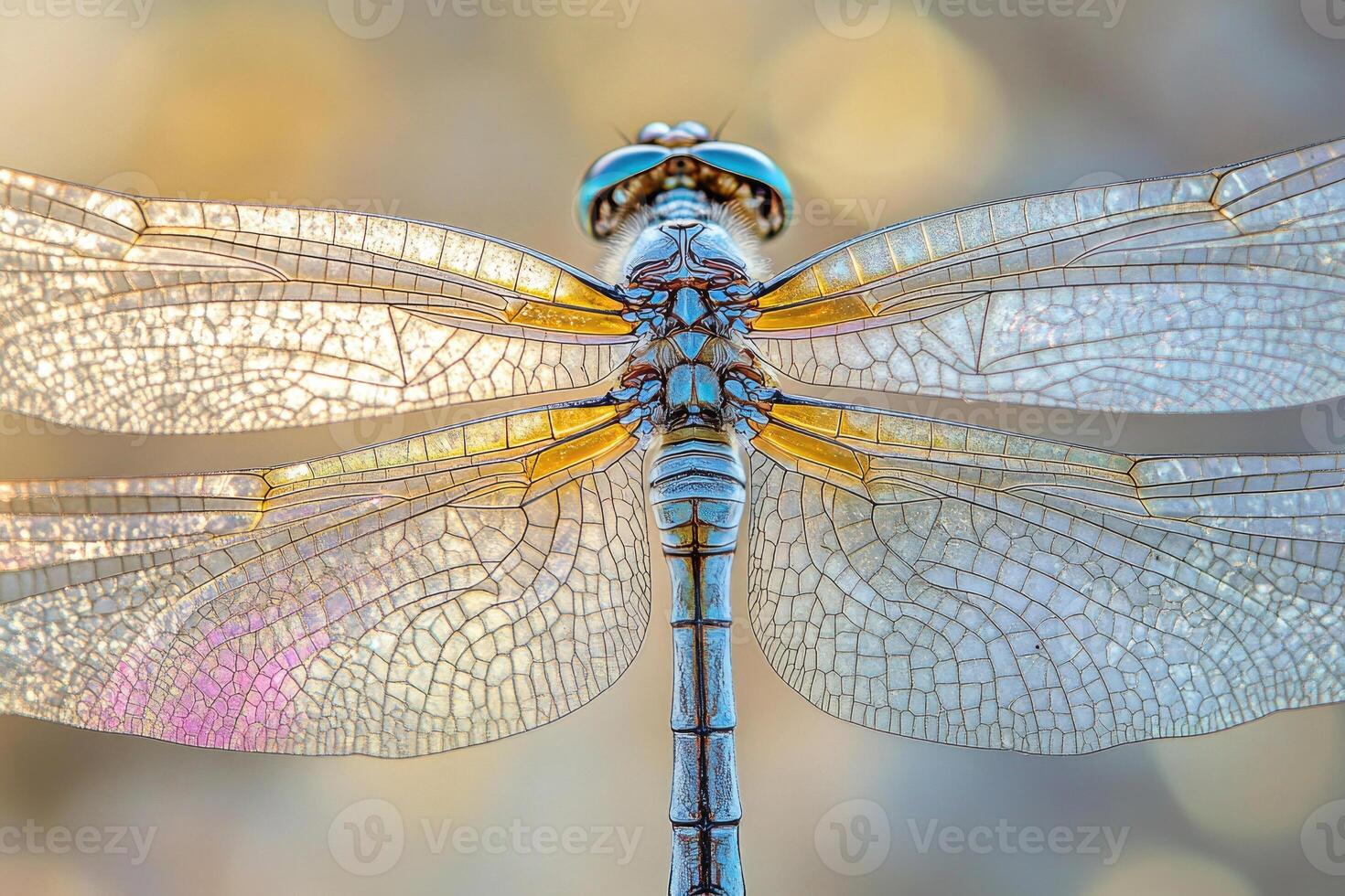 A dragonflys intricate wing pattern captured in detail. photo